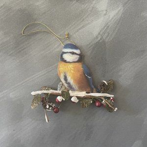 Bradford Exchange Winter Garden Feathered Friends Bird Ornament Blue Tit